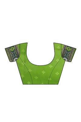 green polyester embroidered saree with blouse 5