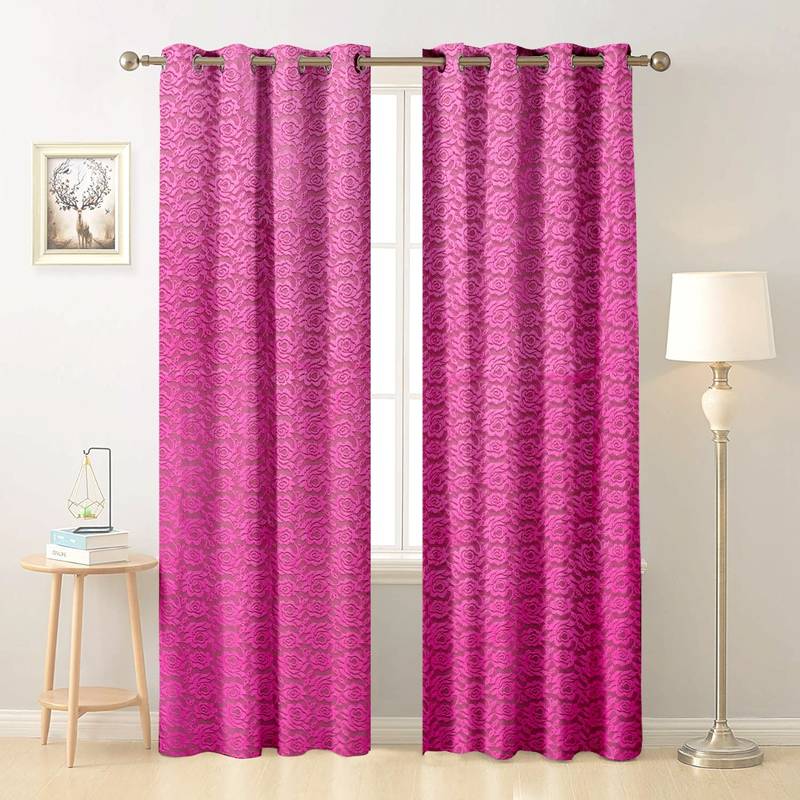Pink polyester Printed Net  curtains