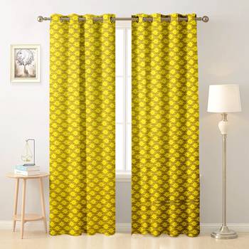 Yellow polyester Printed Net  curtains 1