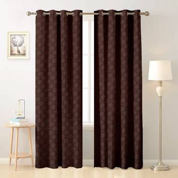 Brown polyester Printed Net  curtains 1