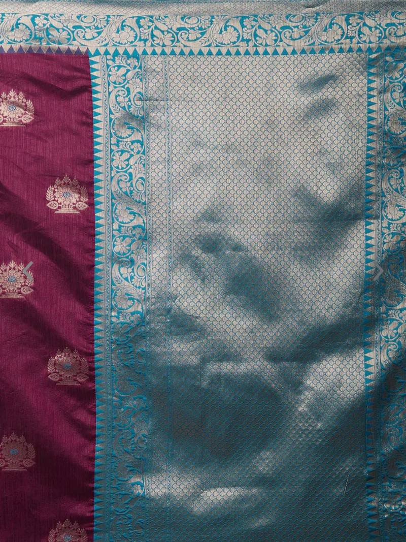blue silk embroidered saree with blouse