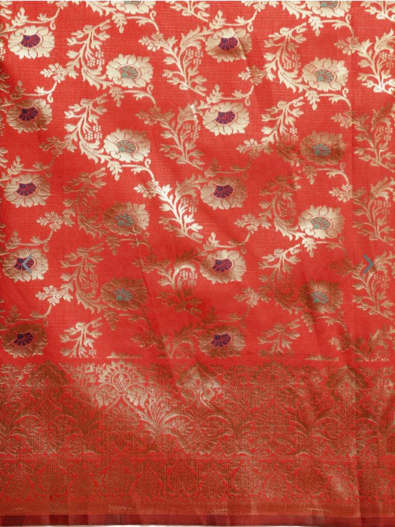 red silk embroidered saree with blouse