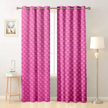 Pink polyester Printed Net  curtains 1