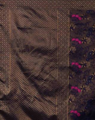 blue silk embroidered saree with blouse 3