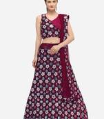Purple Sequence Embroidered Semi-Stitched Lehenga & Unstitched Blouse with Dupatta
