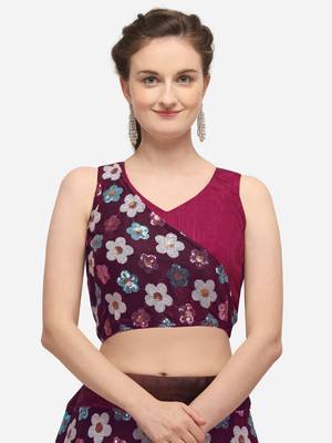 Purple Sequence Embroidered Semi-Stitched Lehenga & Unstitched Blouse with Dupatta 4
