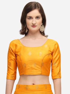 Yellow Woven Design Semi-Stitched Lehenga & Unstitched Blouse with Dupatta 4