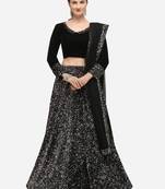 Black Fabric with Silver Sequence Embroidered Semi-Stitched Lehenga & Unstitched Blouse with Dupatta