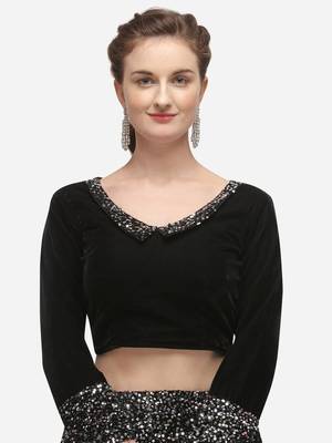 Black Fabric with Silver Sequence Embroidered Semi-Stitched Lehenga & Unstitched Blouse with Dupatta 4
