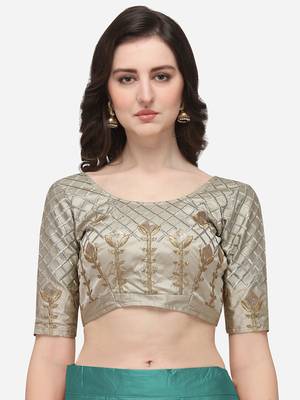 Turquoise & Off-white Embroidered Semi-Stitched Lehenga & Unstitched Blouse with Dupatta 4