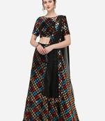 Black Fabric with Multi Sequinned Embroidered Semi-Stitched Lehenga & Unstitched Blouse with Dupatta