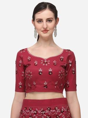 Rose Gold Net Embroidered Semi-Stitched Lehenga & Unstitched Blouse with Dupatta 4