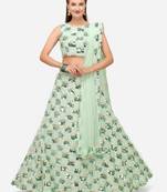 Sea Green Sequinned Embroidered Semi-Stitched Lehenga & Unstitched Blouse with Dupatta
