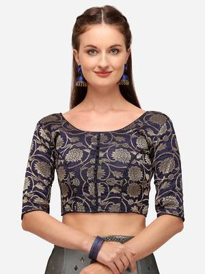 Grey Woven Design Semi-Stitched Lehenga & Unstitched Blouse with Dupatta 4