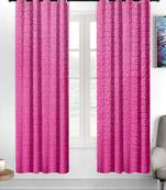 Pink polyester Printed Net  curtains