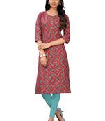 Purple printed cotton cotton-kurtis