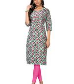 Green printed cotton cotton-kurtis