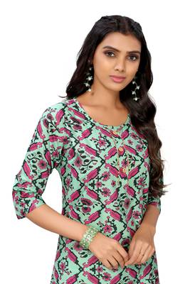 Green printed cotton cotton-kurtis 3