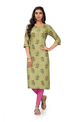 Green printed cotton cotton-kurtis 1