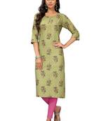 Green printed cotton cotton-kurtis