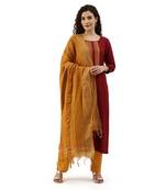 Women Maroon Embroidered Unstitched Dress Material