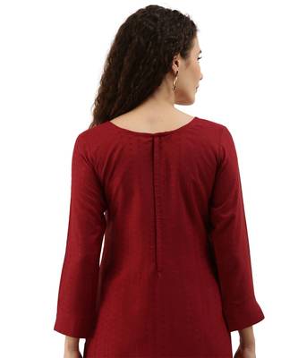 Women Maroon Embroidered Unstitched Dress Material 6
