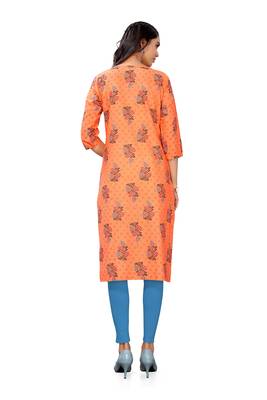 Orange printed cotton cotton-kurtis 2