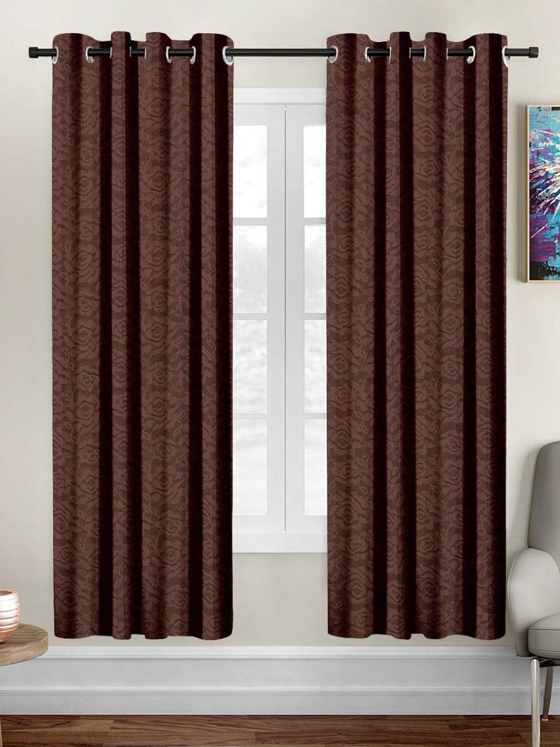 Brown polyester Printed Net  curtains