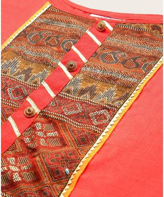 Red & Yellow Print with Gotta Patti  Dress Material 6