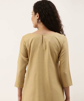 Beige Cotton Blend Embroidered Dress Material With Printed Dupatta 6