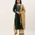 Women's Green & Cream Gotta Patti With Button Dress Material