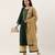 Women's Green & Cream Gotta Patti With Button Dress Material