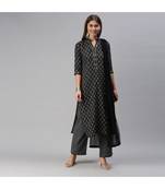 SheWill Grey Cotton Blend Printed Straight Dress Material With Net Dupatta
