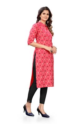 Pink printed cotton cotton-kurtis 3