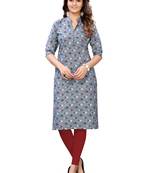 Grey printed cotton cotton-kurtis