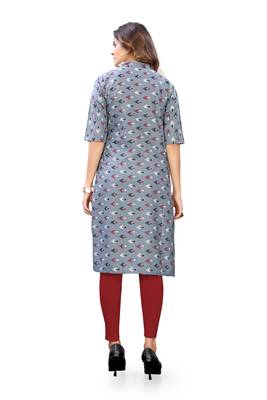 Grey printed cotton cotton-kurtis 2