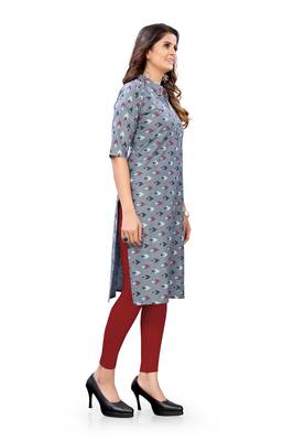 Grey printed cotton cotton-kurtis 3