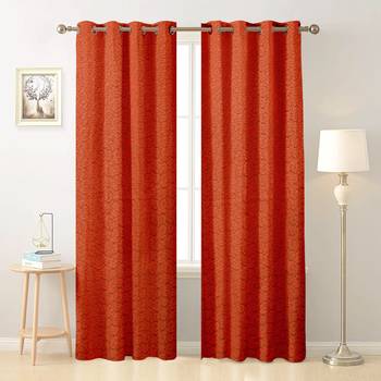 Red polyester Printed Net  curtains 1