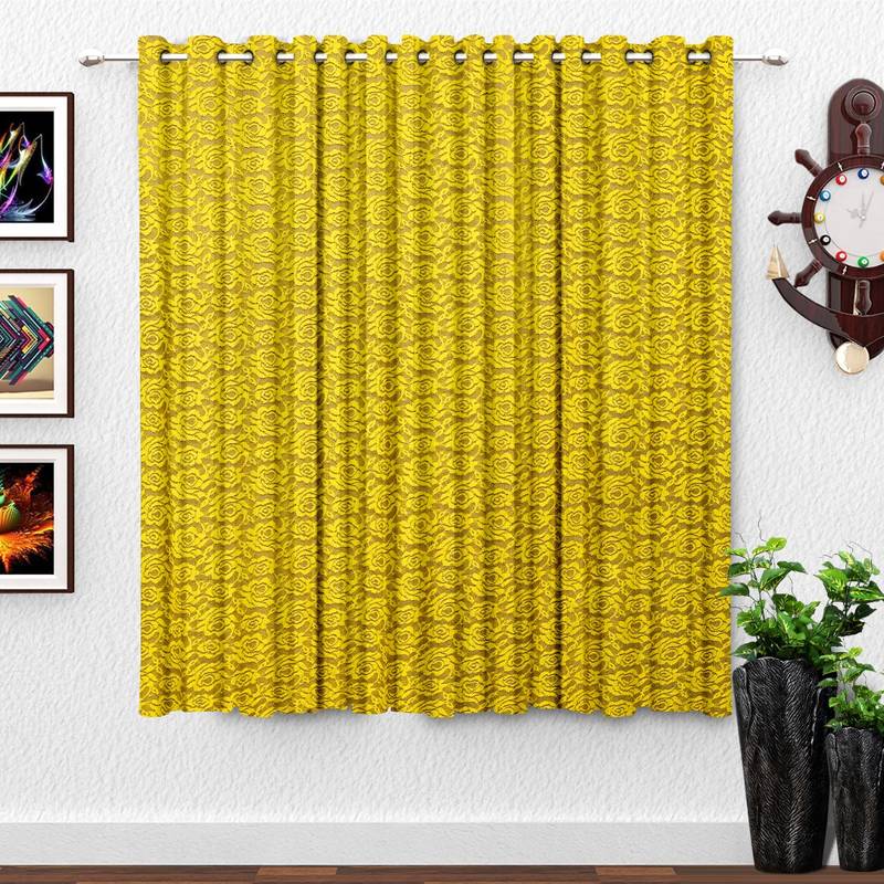 Yellow polyester Printed Net  curtain