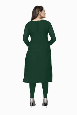 Kimisha Women's Bottle Green Georgette Embroidered Work Unstitched Dress Material  2