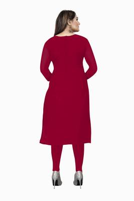 Kimisha Women's Dark Red Georgette Embroidered Work Unstitched Dress Material  2