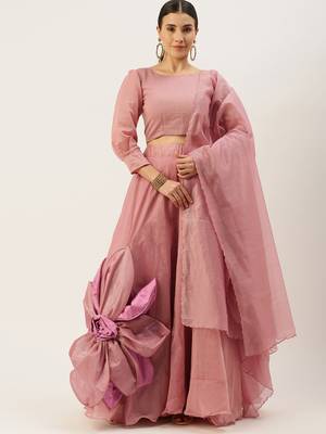 Pink Patchwork Semi-Stitched Lehenga & Unstitched Blouse With Dupatta 1