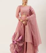 Pink Patchwork Semi-Stitched Lehenga & Unstitched Blouse With Dupatta