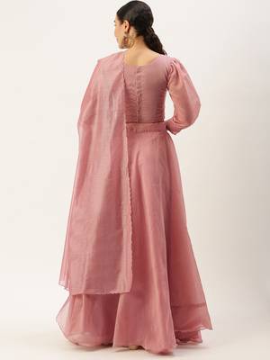 Pink Patchwork Semi-Stitched Lehenga & Unstitched Blouse With Dupatta 3