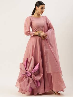 Pink Patchwork Semi-Stitched Lehenga & Unstitched Blouse With Dupatta 4