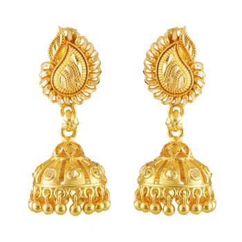 Gold plain Gold-Plated Alloy   Pair EARRING 1