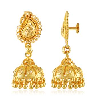 Gold plain Gold-Plated Alloy   Pair EARRING 2