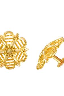 Gold plain Gold-Plated Alloy   Pair EARRING