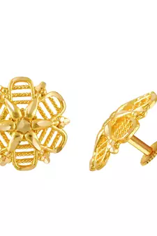 Gold plain Gold-Plated Alloy   Pair EARRING