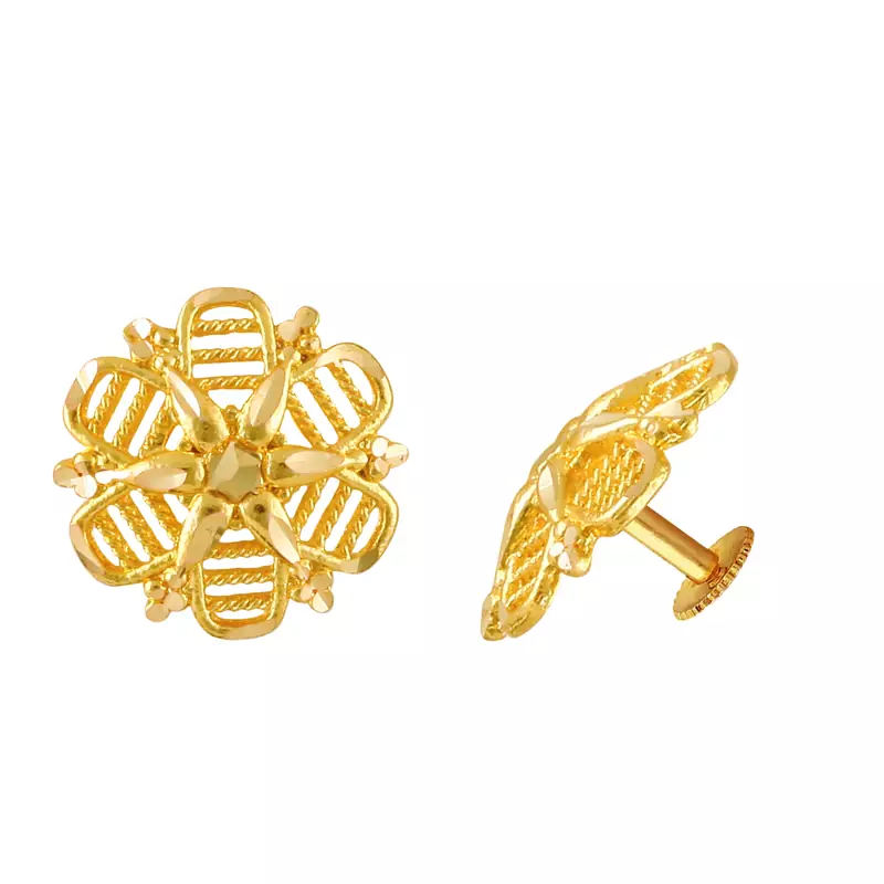 Gold plain Gold-Plated Alloy   Pair EARRING